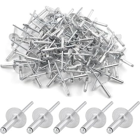 100 Pièces Rivet Pop Tete Large, Aluminium Rivets Aveugles, Rivets Pop avec Grande Bride pour Meubles Véhicules Automobiles Industriel Tôle (4.8 × 20mm) (1/5)