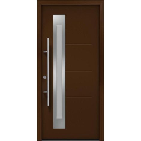 Hörmann Ecostar Haustür "ISOPRO Secur IPS 780S", terrabraun (RAL 8028), 110 x 210 cm (B x H), DIN Links