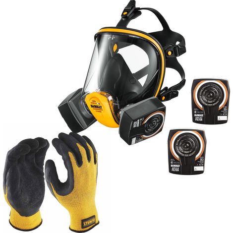Dewalt A2P3 Full Face Large Dust Mask Respirator + Extra Filters + Gloves (1/5)