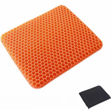 Cojín de gel transpirable para asiento, con funda antideslizante para coche/oficina/silla de ruedas - Naranja