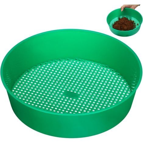 Lot de 2 Tamis Jardin - 8,07 x 8,07 x 2,36 Pouces Maillage Plastique LéGer Outil Jardinage pour Compostage Semis Balcon Jardin Filtrage Efficace (Vert) (1/5)