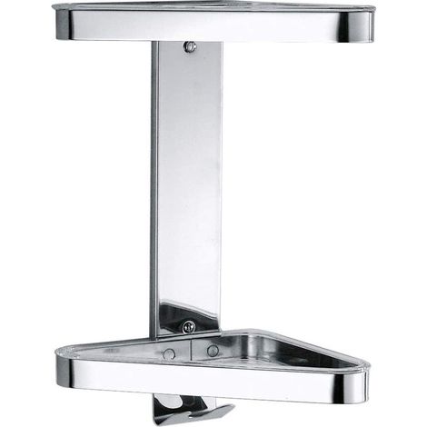 Inda - Panier de douche d'angle avec 2 étagères chrome poli