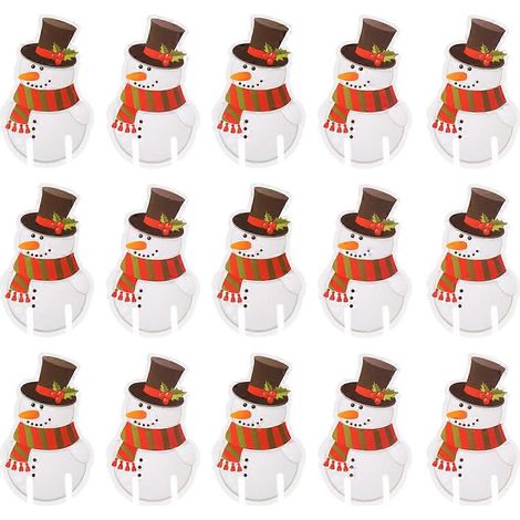 100 marque-verres décoratifs en forme de bonhomme de neige pour Noël et fêtes.-7X4.3cm (1/2)
