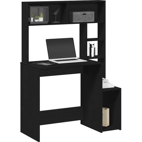 Schreibtisch mit Regal Schwarz 100x45x140 cm Holzwerkstoff