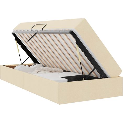 Letto con contenitore e materasso Crema 90 x 200 cm Poliestere vidaXL