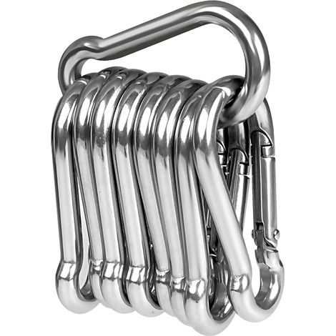 10 Mousquetons en Acier 304 Petit Mousqueton 40 mm x 4 mm Mousqueton de Fixation avec Fermeture à Clip pour Les Outils de Traction et poignées avec Un œillet…