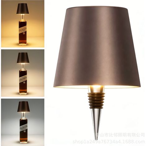 Lampe de bouteille sans fil, lampe de table LED rechargeable, veilleuse d'ambiance, lampe de bouteille rechargeable tricolore pour bars et restaurants (choix premium) (1/2)