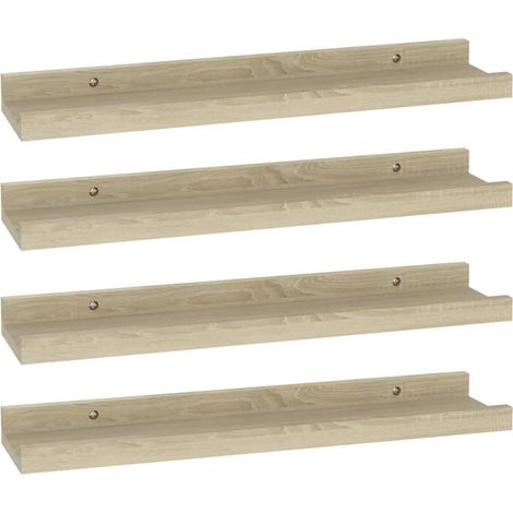 vidaXL Mensole da Parete 4 pz Rovere Sonoma 40x9x3 cm