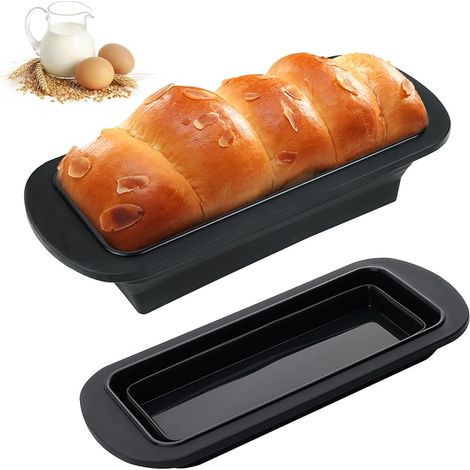Moule Cake Moule a Cake Silicone Moule à Pain Pliable En Silicones Moule à Toast En Silicone Antiadhésif Plateau Adapté à La Fabrication De Gâteaux Et De Pains à La Banane 27.812.46.5cm (Noir) (1/5)