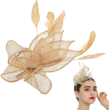 Clip-on Fascinator-Hut, Fascinator-Haarreif für Teepartys, Vintage-Haaraccessoire für Damen und Mädchen – 22 x 18 x 5 cm – Gold (1/3)