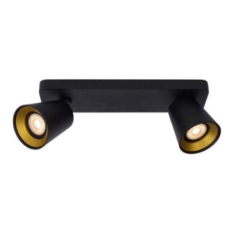 Plafonnier Lucide Turnon 2 spots GU10 variable noir/or