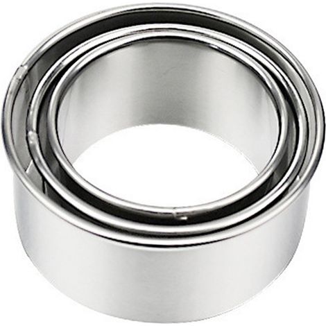 Ensemble d'emporte-pièces ronds en acier inoxydable (ensemble de trois pièces), emporte-pièce pour pâte à raviolis, moule à motifs pour raviolis, ustensiles de cuisine. (1/5)