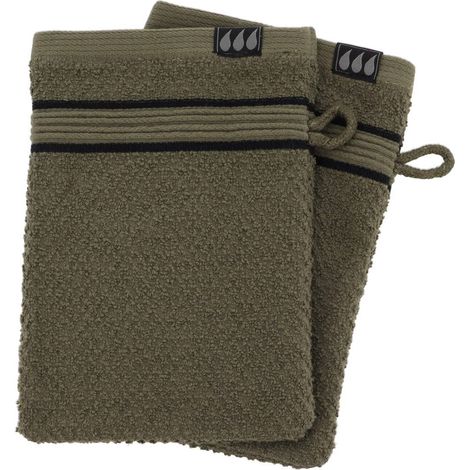 Set aus 2 waschhandschuhen 15x21 cm 100% baumwolle - kaki schwarz - Tendance