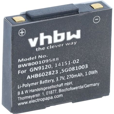 vhbw Batería compatible con Agfeo 9125  9120 auriculares inalámbricos, cascos (270 mAh, 3,7 V, Li-poli) (1/5)