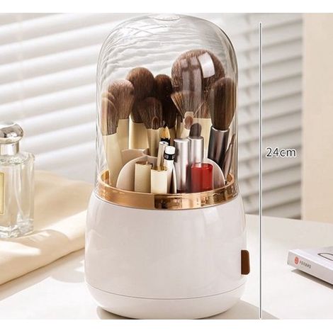 Porta spazzolini da bagno con design girevole e sette scomparti, dotato di coperchio e foro di drenaggio adatto per spazzolini e dentifricio per bambini utilizzabile anche per riporre articoli da toel (1/5)