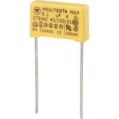TRU COMPONENTS MKP-X2 1 St. MKP-X2-Funkentstör-Kondensator radial bedrahtet 0.1 µF 275 V/AC 10 % 15