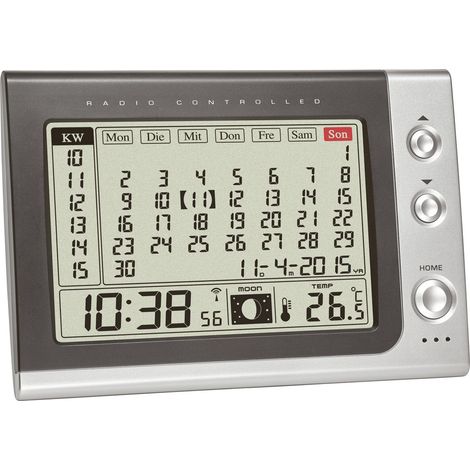 TFA Dostmann 60.2529.54 Funk Wecker Anthrazit, Silber Alarmzeiten 1