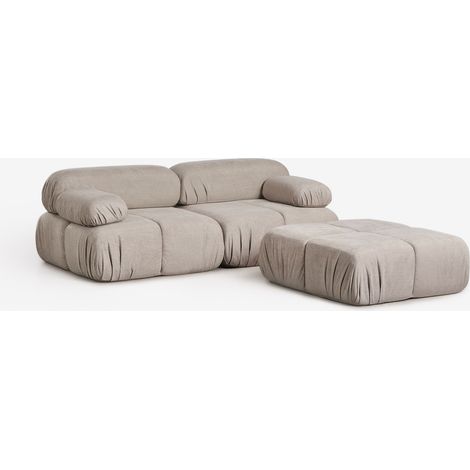 Divano modulare a 2 pezzi e pouf in bouclé confezionato sottovuoto Kendall SKLUM            