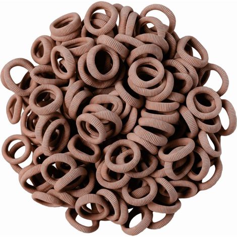 Lot de 100 Mini Élastiques Cheveux pour Filles, Enfants, et Tout-petits, Sans Accrocs, Doux et Élastiques, Idéals pour Cheveux Fins, Chouchous Marrons (1/5)