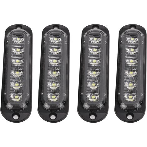 Feux latéraux camion 4 pièces haute luminosité 90LM étanche IP65 6 LED lampe signalisation urgence 12-24V blanc (1/5)