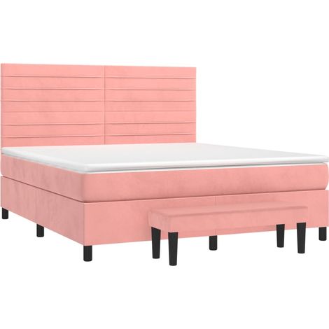 vidaXL Lattenrostbett mit Matratze Rose 180x200 cm Velours (1/4)