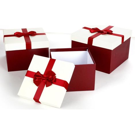 8x Boxen 3er Set Geschenk Dekoration Quadratisch Verpackung Aufbewahrung Kisten (1/4)