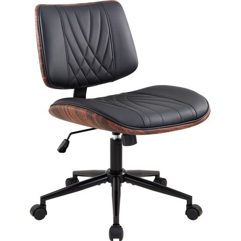 IWMH Chaise de bureau sans accoudoirs, Chaise pivotante avec dossier mi-haut en Similicuir, Réglable en hauteur, Convient pour une coiffeuse ou un bureau, Homeoffice (1/5)
