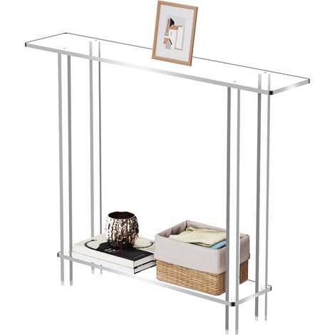 Table Console Meuble, Table d'Entrée en Acrylique, Etroite Transparente, 100 x 20 x 80 cm (Transparente) (1/5)