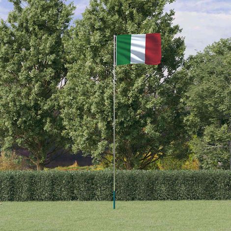Drapeau d’Italie avec mât télescopique en aluminium, 5,5 m, 90 x 150 cm - PANGIVO (1/5)