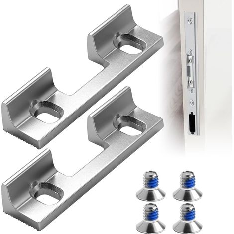 Gache de Porte Réglable en Alliage Aluminium, Kit Remplacement 2 Pièces  2 plaques, entre-axes 32mm, trous ovales réglables, vis fixation, montage tournevis, anti-desserrage, portes intérieures (1/5)