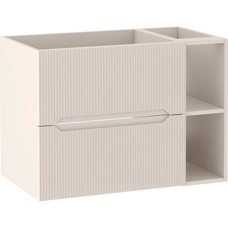 Meuble sous vasque suspendu avec étagère L.80 cm cachemire mat façade rainurée NOVO Furnidea (1/5)