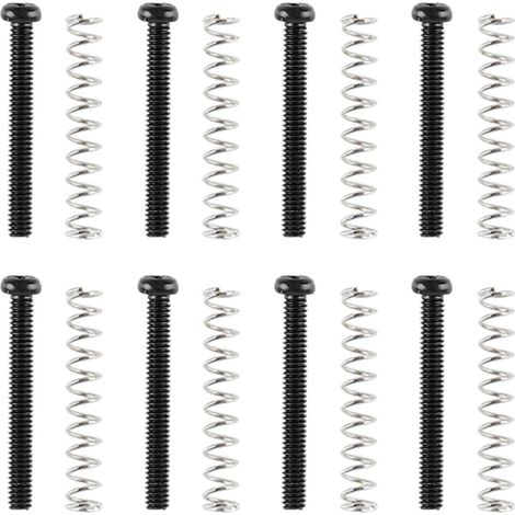 Jeu de 8 vis et ressorts noirs pour montage de micro guitare double bobinage, visserie en fer, cadre de fixation (1/5)