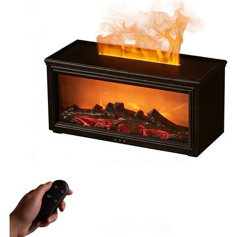 Diffuseur de style cheminée avec effet flamme 3D réaliste, télécommande, minuteur, LED 7 couleurs et arrêt automatique 280 ml