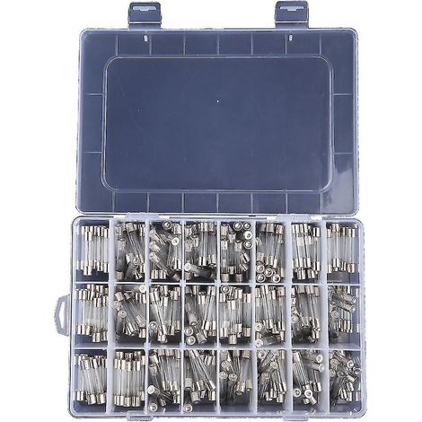 Boîte de 240 fusibles en verre 24 Valus 5x20mm 0,1-30 A, 10 tubes de chaque type, à fusion rapide. (1/4)