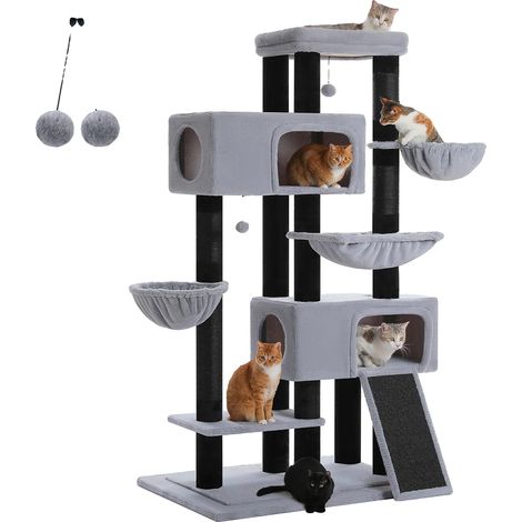 Katzenbaum, mehrstöckiges Design, geräumige Wohnungen, AMT0362BK, XXL-a (1/2)