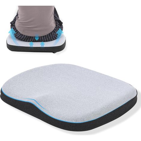 Coussin de Siège Ergonomique pour Chaise de Bureau, Coussin en Mousse à Mémoire de Forme à Trois Couches, Coussin d'Assise Antidérapant pour Télétravail, Voiture et Chaise Gamer (1/5)
