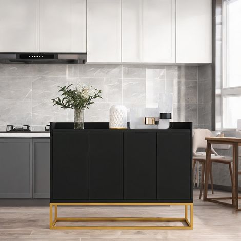 Buffet coloris noir en panneau de particules 120 x 30 x 80 cm (1/5)