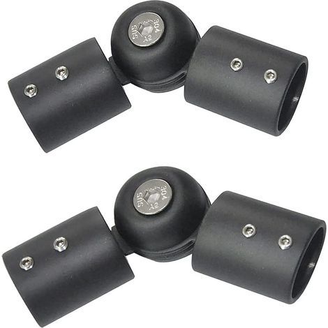 AIDUCHO Juego de 2 conectores de esquina de alta resistencia para barras de cortina - 25 mm - Acero inoxidable - Ajustables - Para puertas de patio - Negro (1/4)