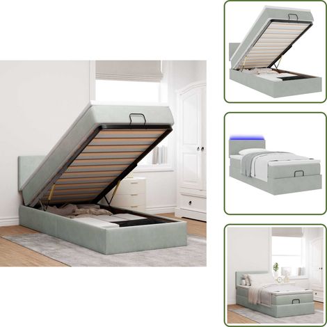 Coprimaterasso - vidaXL Struttura Letto Pouf con Materasso 100x200 cm Velluto - Luci a LED