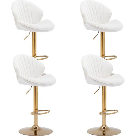 Wahson Tabouret de Bar Lot de 4 Chaise de Bar Réglable Tabourets Hauts avec Dossier pour Bar Cuisine, Velour, Beige (1/5)