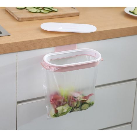 QAZQA Poubelle en Plastique Portable Suspendu Sac de Cuisine déchets de Stockage Sac de Rangement Crochet Tampon de Nettoyage Porte-étagère séchée Salle de Cuisine organis (Color : Pink) (1/5)