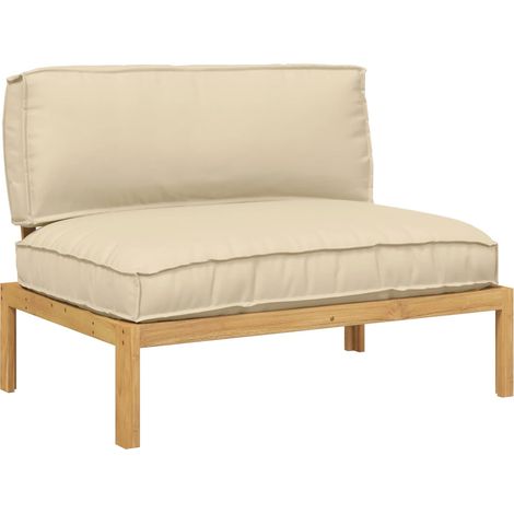 Sofa Set with Cushion Beige 120 x 92 x 69 cm Solid Acacia Wood vidaXL (1/5)