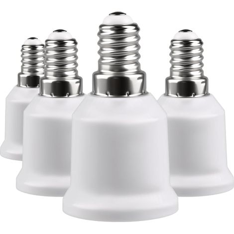 Adaptateur E14 vers E27 - Lot de 4 - PBT Résistant - Conversion Douille Lampe - Pour LED et Halogène - Blanc Standard