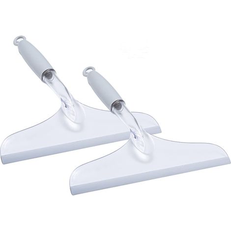 Grattoir à vitres, lot de 2 outils de nettoyage en silicone et plastique pour portes de douche, miroirs, voitures, murs carrelés (1/5)