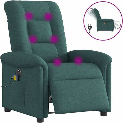 Fauteuil de massage électrique inclinable en tissu vert foncé (1/5)