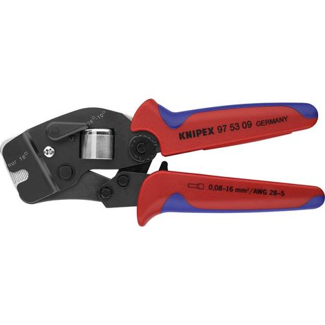 KNIPEX 97 53 09 Pinza per terminali a bussola, con regolazione automatica per crimpaggio frontale con manici multicomponente brunita 190 mm