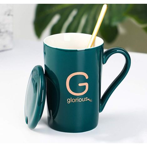 Mug en porcelaine fine avec initiales, idéal pour la maison, le bureau et les cadeaux personnalisés. (1/5)
