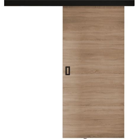 Mirjan24 – Porte coulissante 205x96 cm en stratifié Sonoma chêne – Rails en aluminium – Mécanisme de fermeture silencieux – Installation flexible