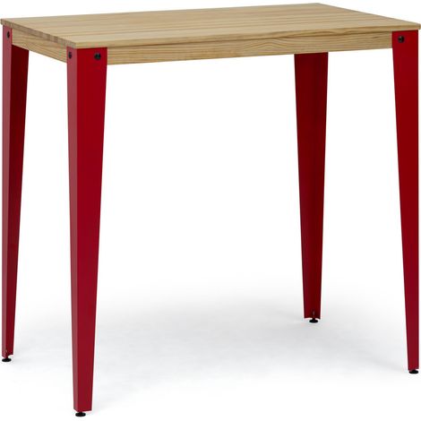 Mesa Lunds Alta 60x100x110cm Rojo en madera maciza de pino acabado natural estilo nórdico Industrial Box Furniture (1/5)