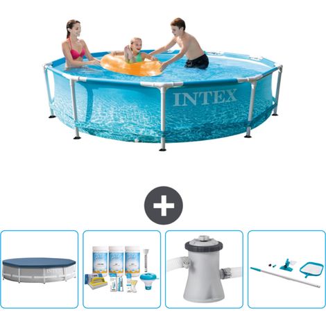 Intex-Schwimmbecken mit rundem Rahmen – 305 x 76 cm – Wasserdruck – im Lieferumfang enthalten Accessoire CB7